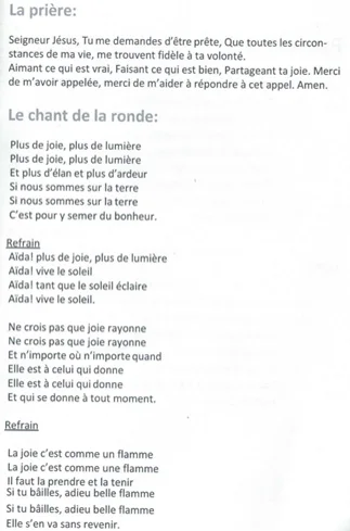 Texte de la prière et du chant de la ronde des Guides